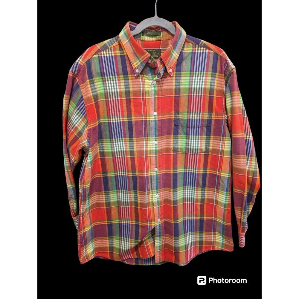 Orvis Signature Collection Long Sleeve Multicolor Plaid Shirt Mens Size Large